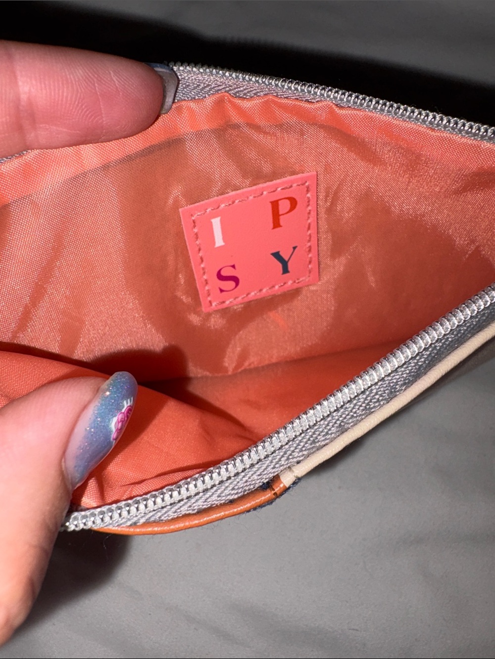 ipsy Colorblock Zip Cosmetic Pouch - Navy, Tan & Cream - Picture 2 of 3